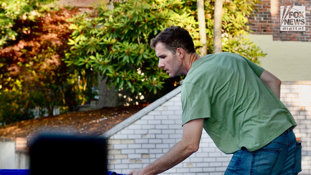 Conor Hanlon leaves a residence in Brighton, Mass., Thursday, July 9, 2026. Hanlon is the widow of Brooke Hanlon who was found dead in their home in New Jersey in June.