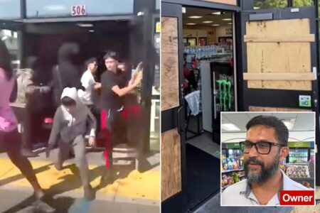 Outrageous moment teen mob loots California 7-Eleven