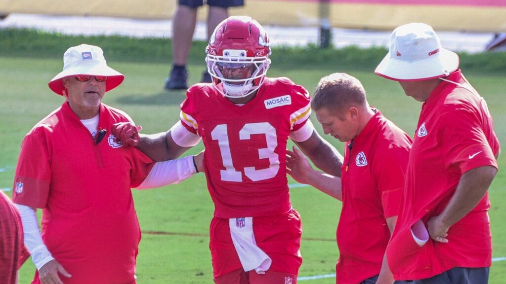 Chiefs rookie standout Cyrus Allen exits practice after scary collision with teammate Kaiir Elam Chiefs rookie standout Cyrus Allen exits practice after scary collision with teammate Kaiir Elam