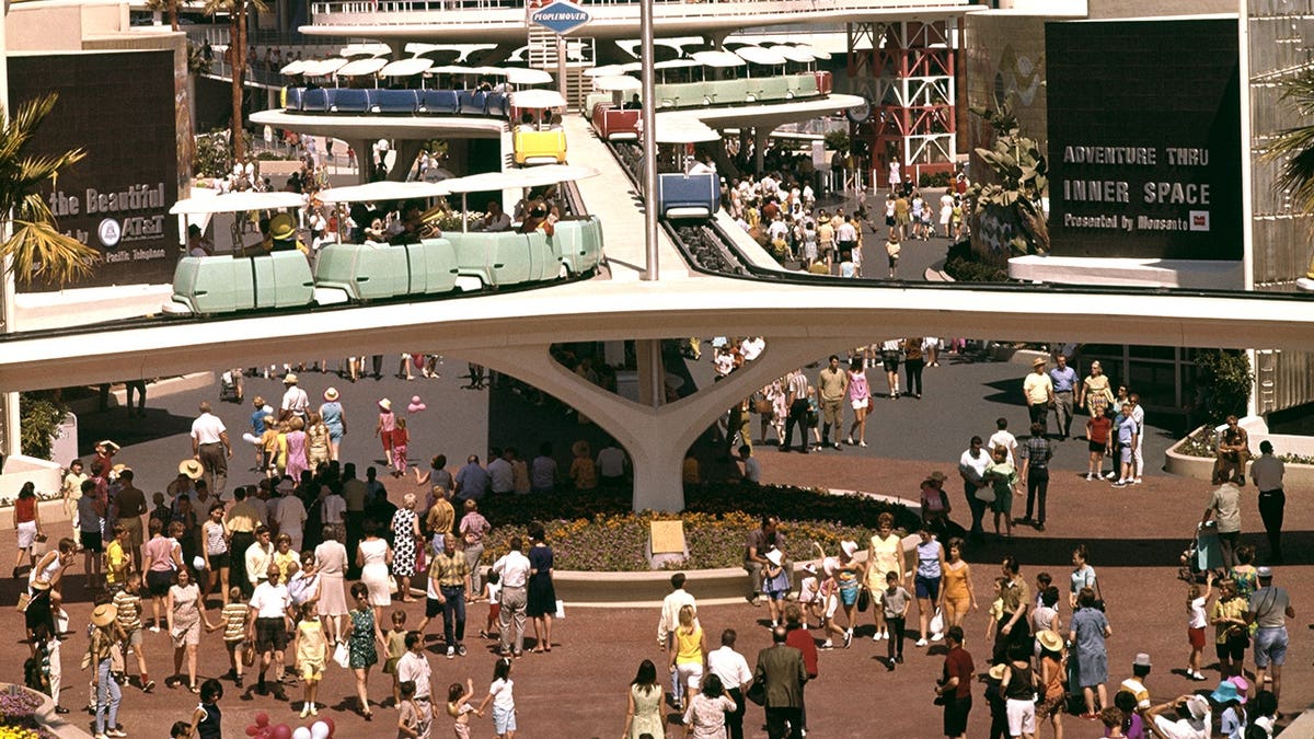 Aerial view of PeopleMover at Disneyland in California