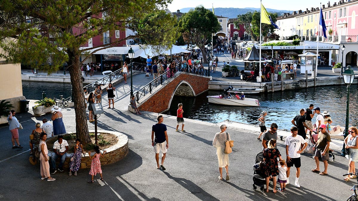 Tourists in Grimaud, near St Tropez