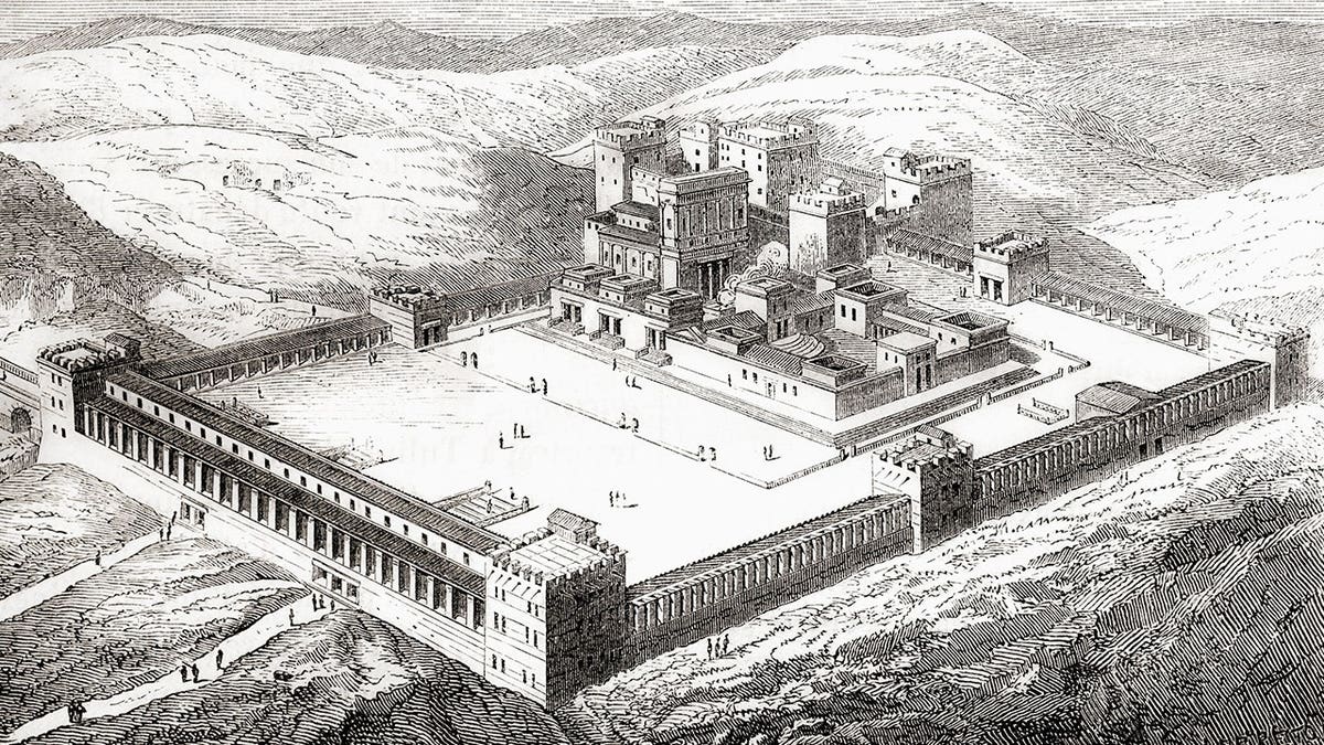 View of drawing of Second Temple in Jerusalem
