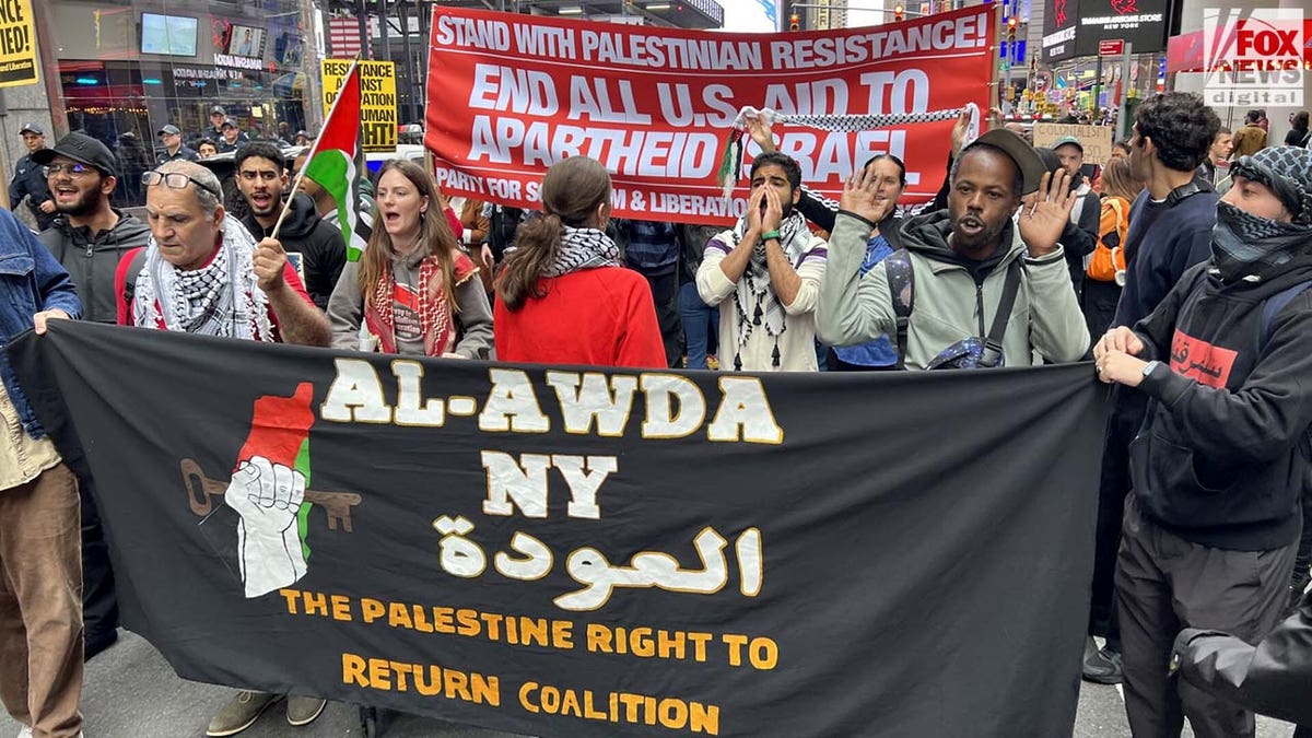 Democratic Socialists of America protest in solidarity with the Palestinians in New York City October 8, 2023. Per NYPD some 1000 protesters attended rally.