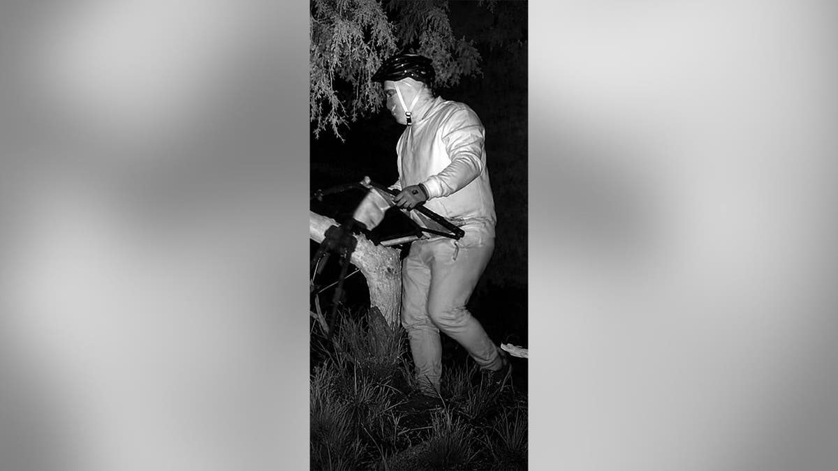 Intruder wearing what appears to be a helmet