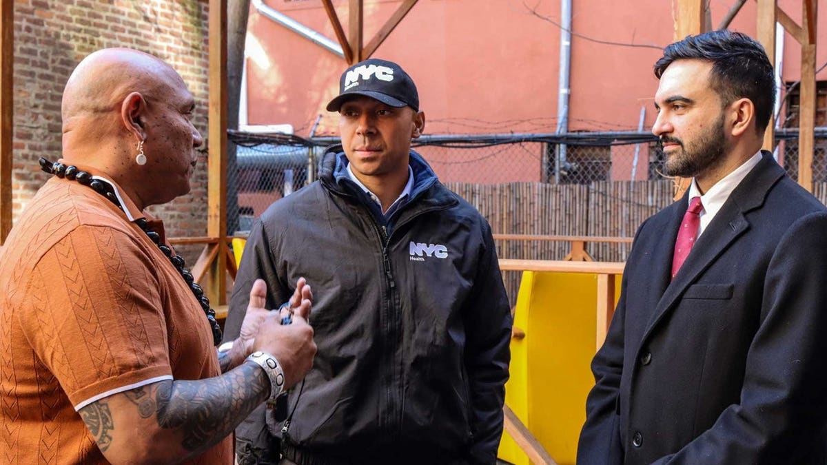 New York Mayor Zohran Mamdani speaks with OnPoint Executive Director Sam Rivera in a photo posted to Mamdani's X account on Mar. 2, 2026.