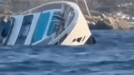 Luxury  million yacht caught on camera sinking off coast days after delivery to owner