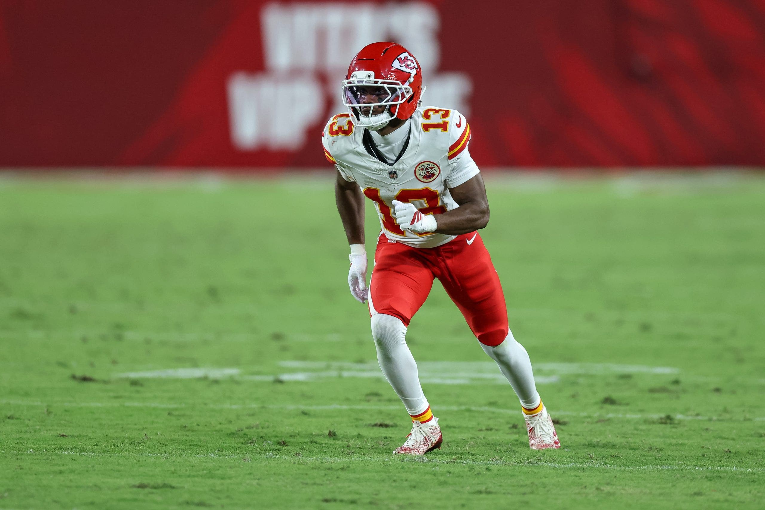 Cyrus Allen has been one of the hiefs' most productive receivers in training cmap. (Photo by Mike Carlson/Getty Images)