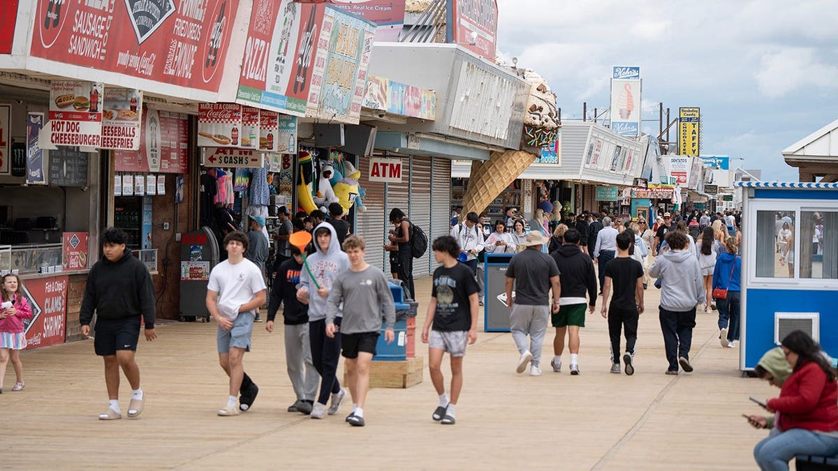 People enjoying the Jersey Shore beach in Seaside Heights, New Jersey