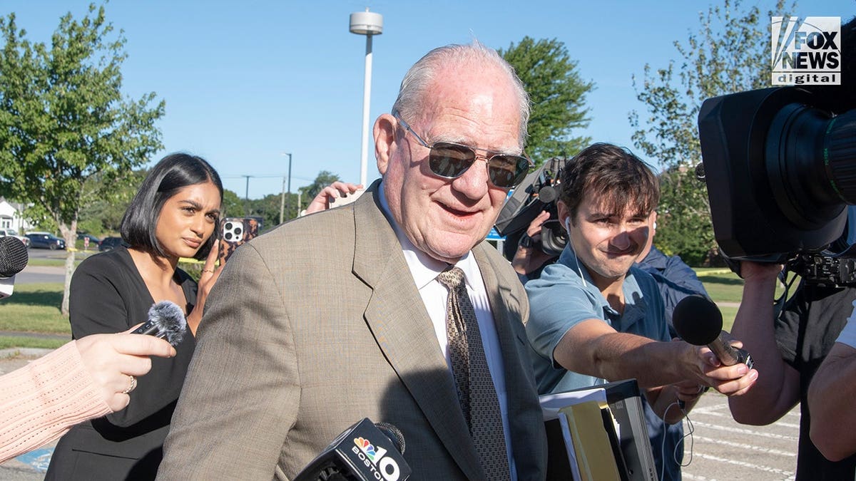 Lindsay Clancy's lawyer, Kevin J. Reddington speaks to reporters outside Plymouth Superior Court.