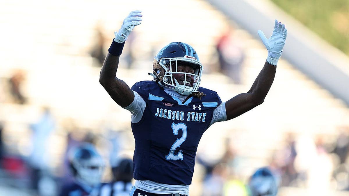 Levi Wyatt #2 reacts during Jackson State football game against Prairie View A&M.
