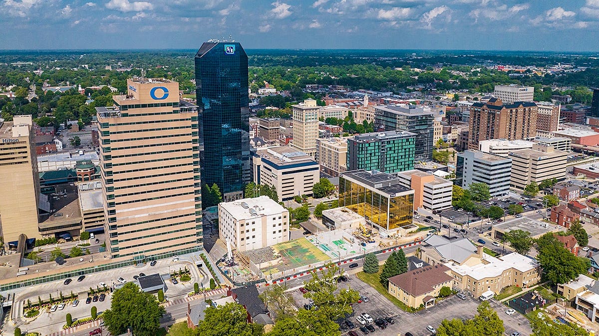 Skyline of Lexington, Kentucky, seen from above.