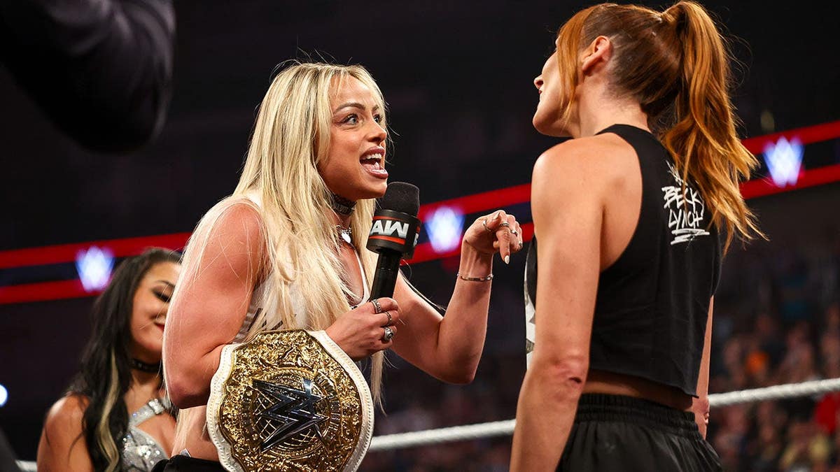 Liv Morgan and Becky Lynch speak during Monday Night RAW.