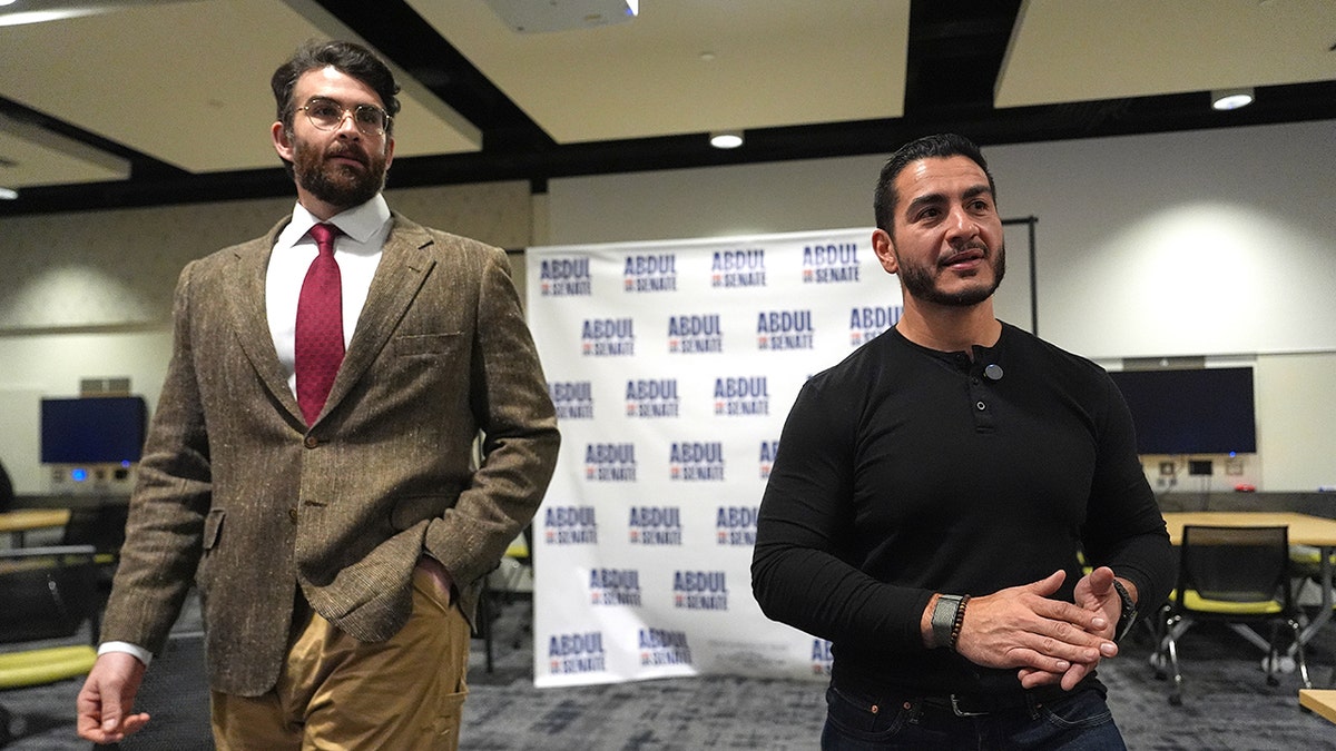 Hasan Piker attends a rally for Abdul El Sayed