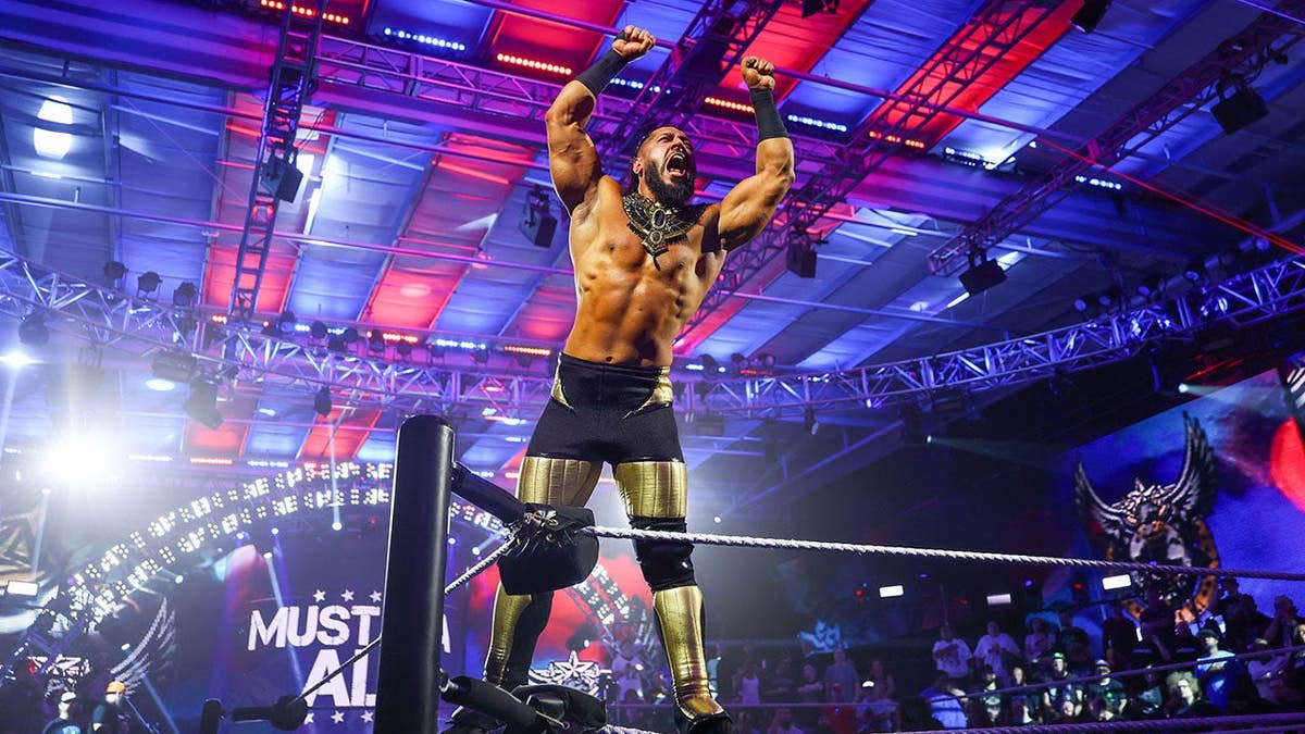 Mustafa Ali entering the arena at the WWE Performance Center in Orlando, Florida