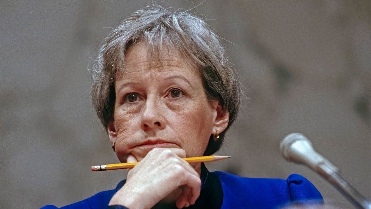 Sen. Nancy Kassebaum of Kansas listens during an event in Washington, D.C., in 1992