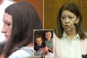 An image collage containing 3 images, Image 1 shows Lindsay Clancy listens to a witness give details of her movements and heart rate on the night of the killings, Image 2 shows An older woman, with brown hair and wearing a pink sweater over a white blouse, speaks into a microphone in a courtroom, Image 3 shows Two older children smiling with their newborn sibling lying on a cushion between them