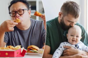 Baby has fat thighs and jelly belly? Dad’s diet may be to blame Baby has fat thighs and jelly belly? Dad’s diet may be to blame