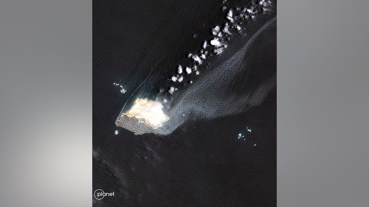 Crude oil spreads from the grounded tanker Caroline Bezengi near Qibliyah Island, Oman.