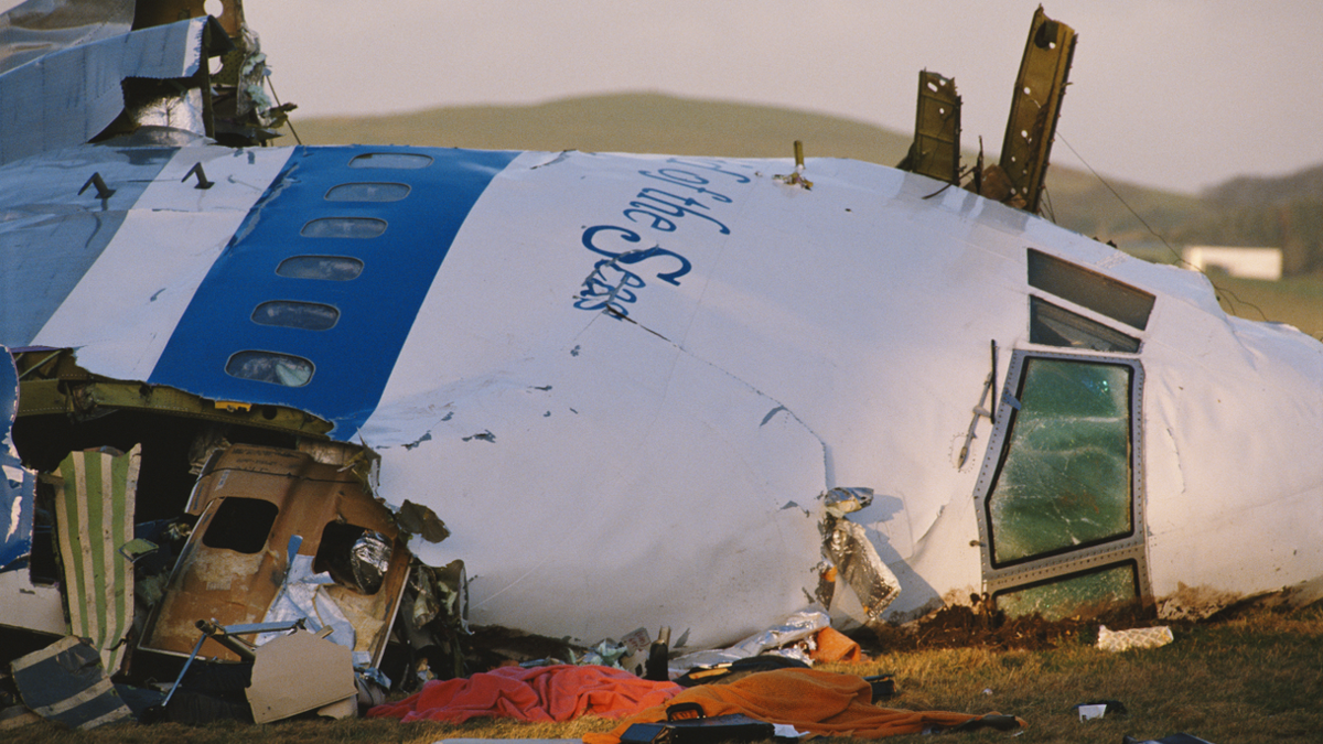 The wreckage of Pan Am Flight 103