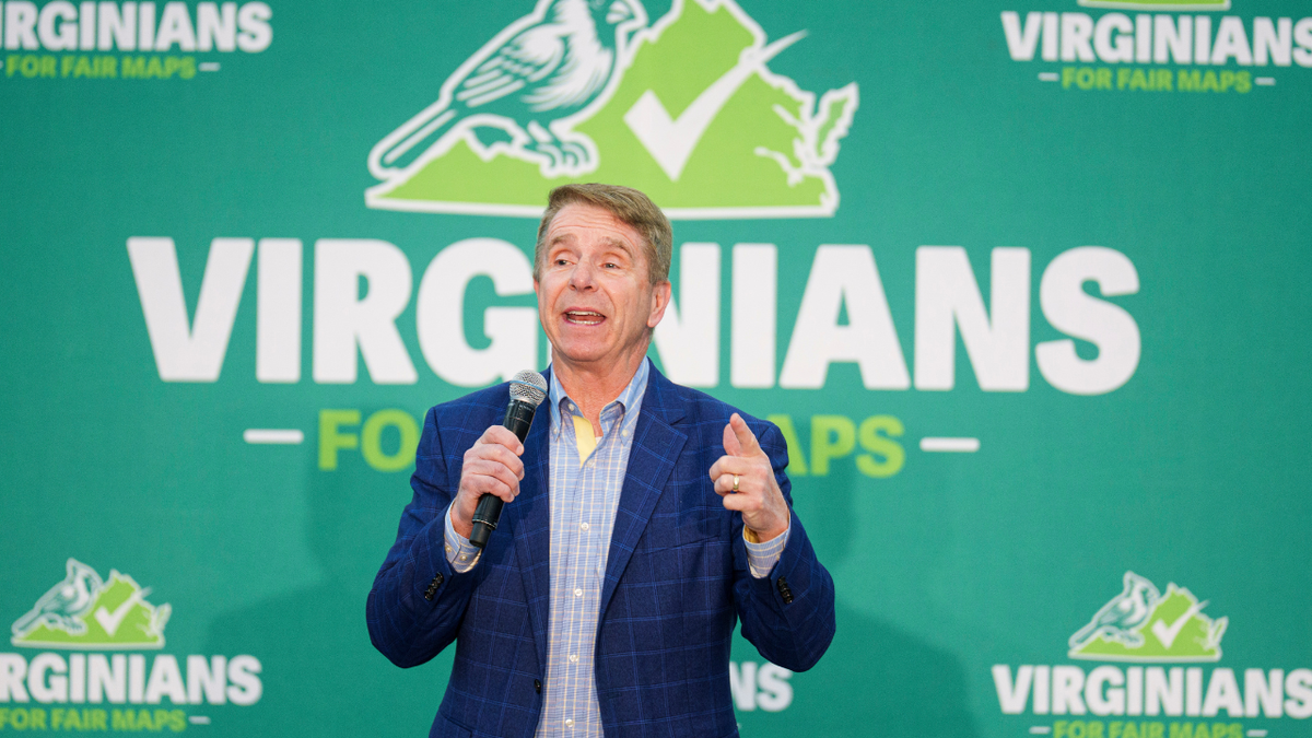 Rep. Rob Wittman, R-Va., speaks at the Virginians for Fair Maps rally in Bridgewater, Va., on Saturday, April 11, 2026.
