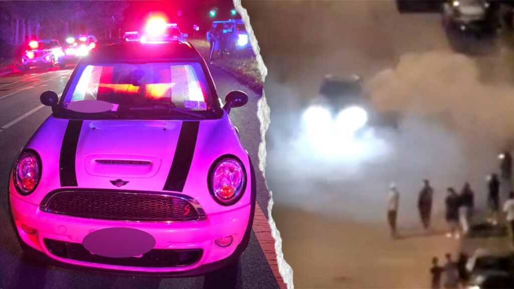 Long Island street takeover erupts as drivers block road, perform donuts, burnouts: police Long Island street takeover erupts as drivers block road, perform donuts, burnouts: police