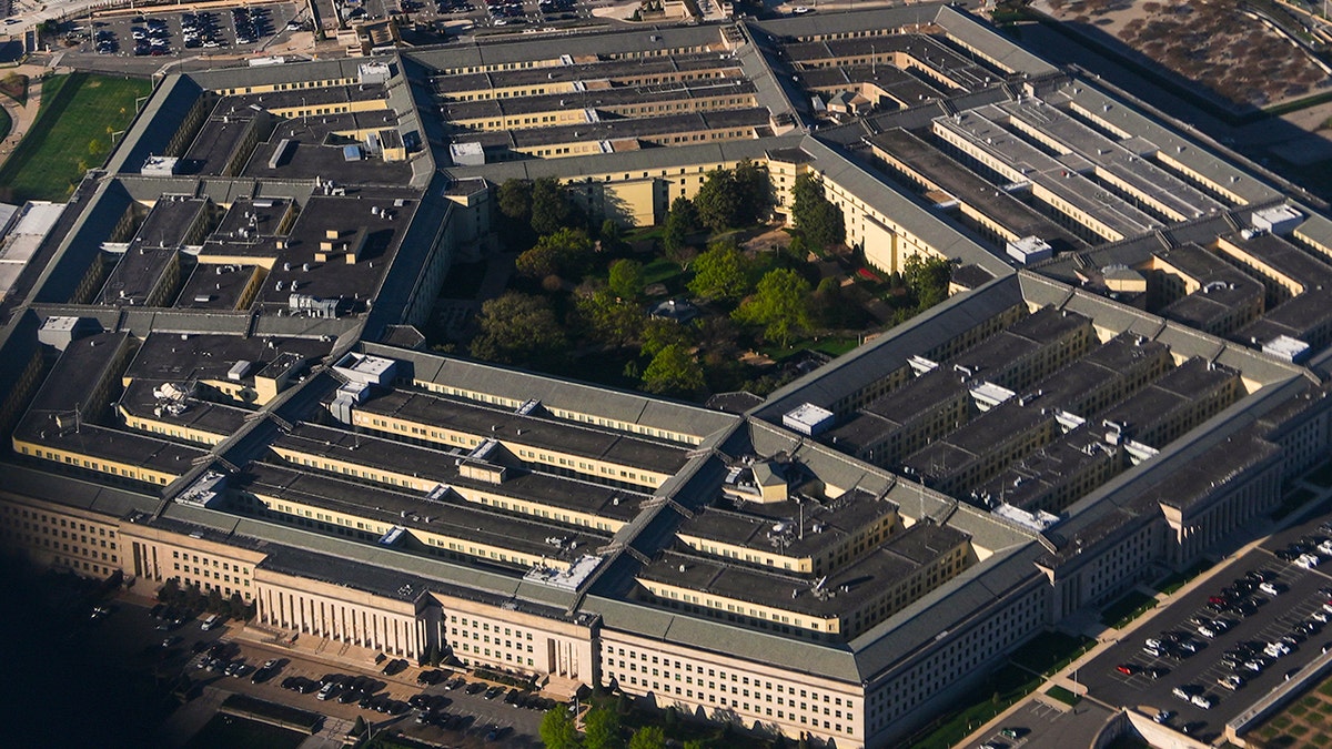 An aerial view of the Pentagon building in Washington.