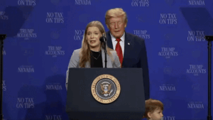 In Nevada speech, Trump chases after toddler on stage before joking he doesn’t want him to ‘be Biden and fall’ In Nevada speech, Trump chases after toddler on stage before joking he doesn’t want him to ‘be Biden and fall’