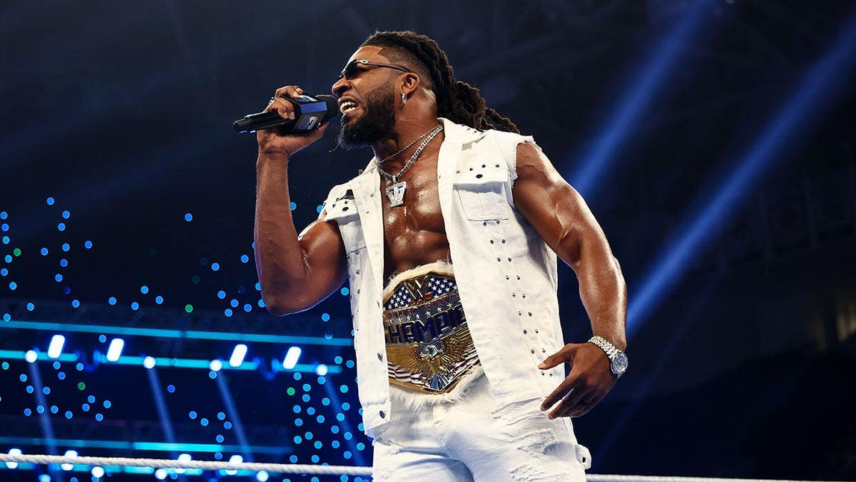 Trick Williams speaks during SmackDown at Resch Center in Green Bay, Wisconsin.