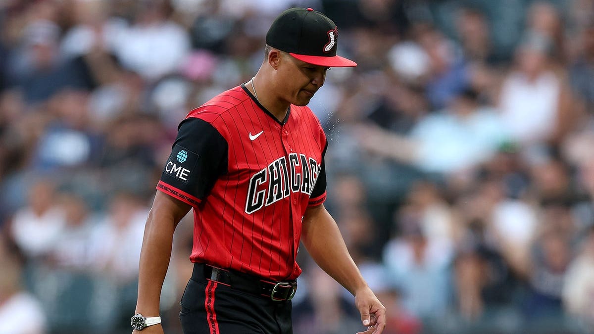 Will Venable reacts in the dugout during a game at Rate Field.