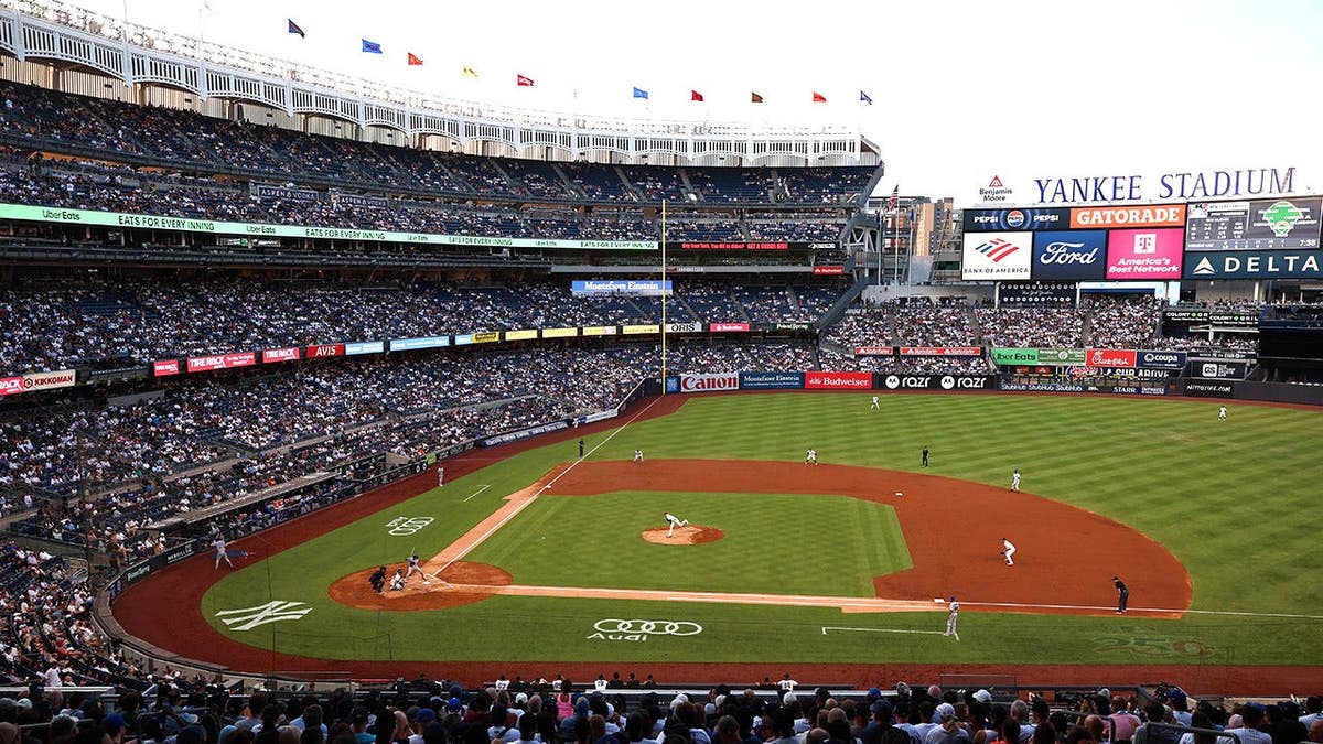 Yankee Stadium during a doubleheader game against the Los Angeles Dodgers.