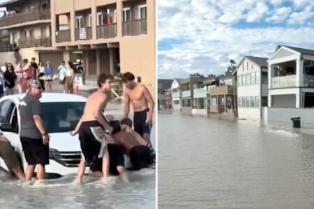 Hurricane Marie sparks mass flooding in Seal Beach in California on Labor Day weekend