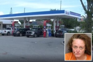 Stranger sets Florida woman on fire at gas pump after she refuses to hand over cash Stranger sets Florida woman on fire at gas pump after she refuses to hand over cash