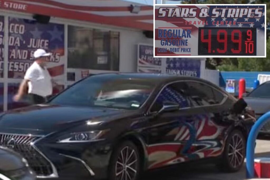 Patriotic LA gas station draws lines with stunning fuel price chop Patriotic LA gas station draws lines with stunning fuel price chop