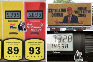 Trump ‘I did that’ stickers pop up on gas pumps, four years after Biden got the same treatment