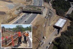 Wildlife crossing over 101 looks nowhere near finished as opening looms