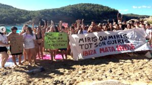 Angry locals block famous beach as mass tourism protests escalate at vacation hot spot Angry locals block famous beach as mass tourism protests escalate at vacation hot spot