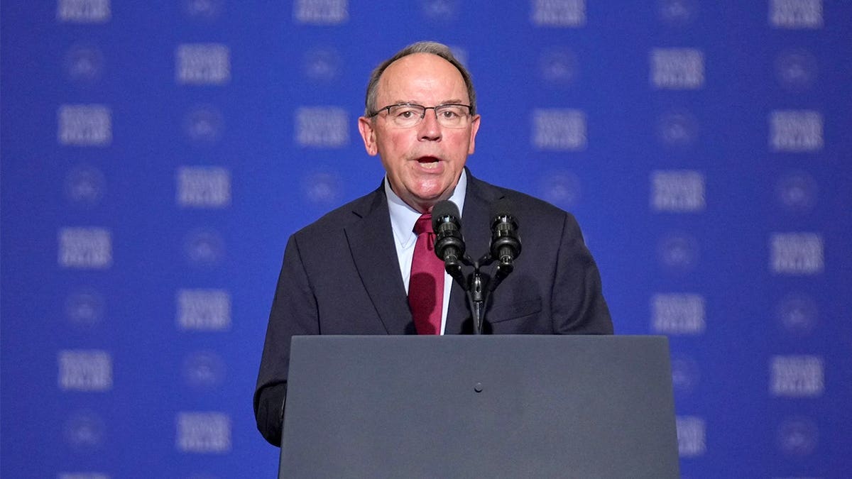 Rep. Tom Tiffany speaks at a podium