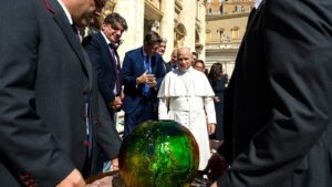 Pope Leo XIV receives ‘symbolic’ sphere in charity’s push for AI to ‘protect human dignity’ Pope Leo XIV receives ‘symbolic’ sphere in charity’s push for AI to ‘protect human dignity’