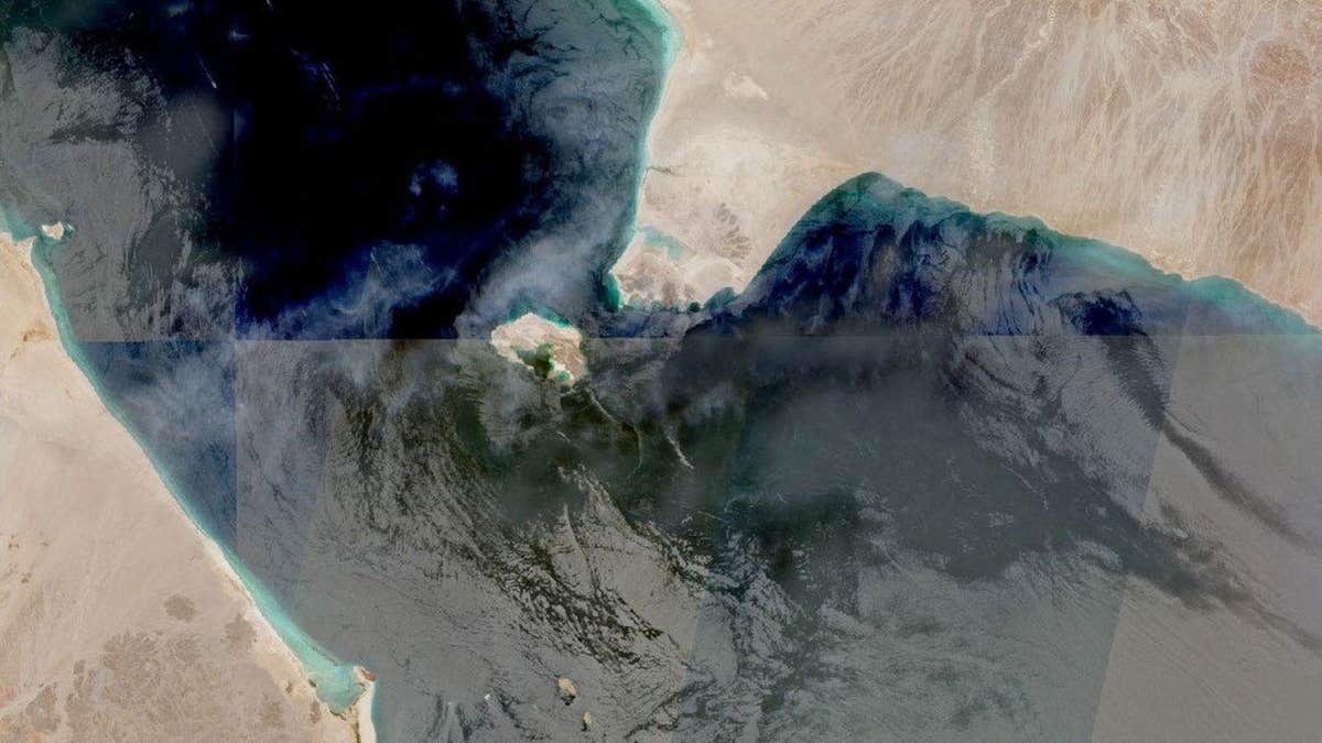 A satellite imagery shows Bab el Mandeb Strait