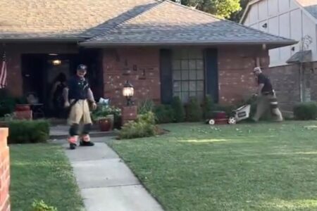 Oklahoma firefighters finish mowing man’s lawn after he falls ill doing yard work