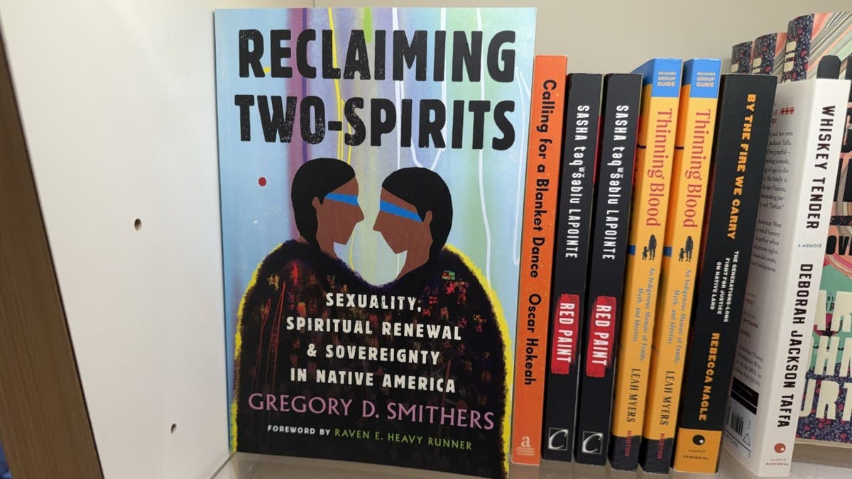 A book shelf in the gift shop of the National Museum of the American Indian in New York City.