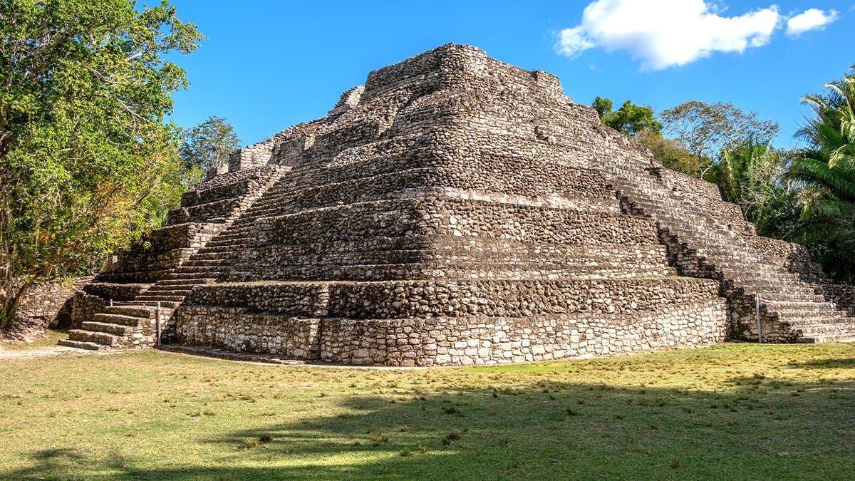 Ancient mayan ruins of Chacchoben in the jungle near the cruise terminal at Costa Maya