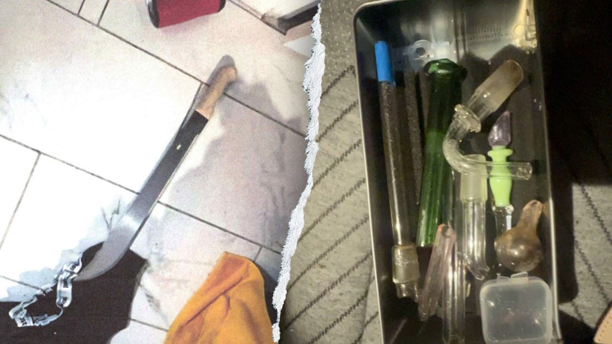 Machete and drug paraphernalia