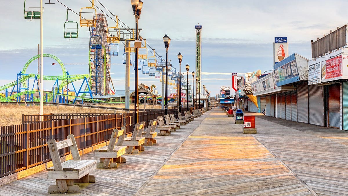 View of chairlift along Seaside Heights boardwalk