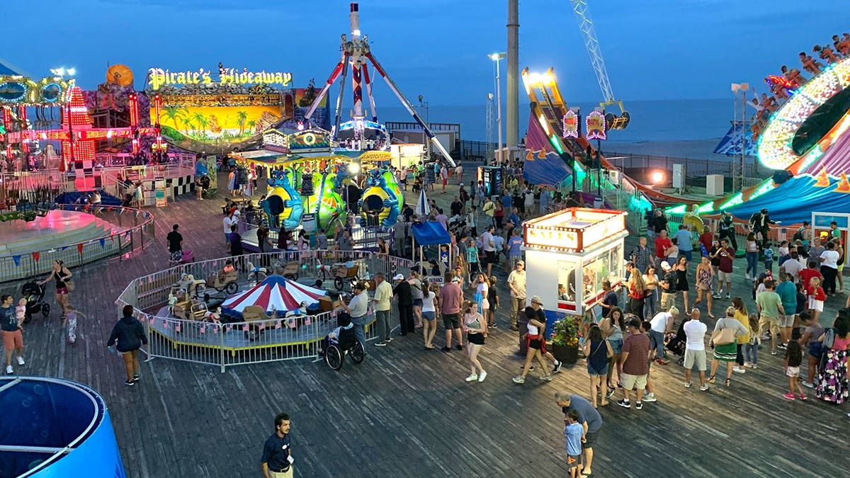 View of Seaside Heights boardwalk at night