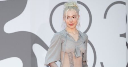 Phoebe Bridgers Looks Positively Ethereal in Gray Naked Dress at Venice International Film Festival
