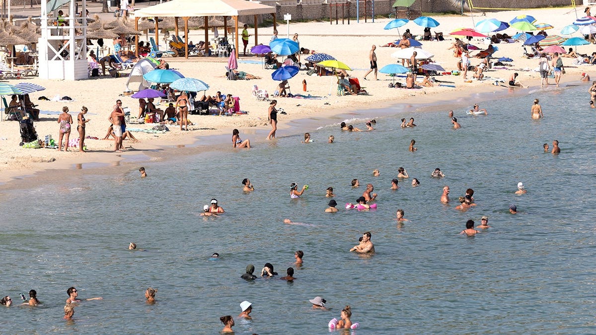 Aerial shot of swimmers in Mallorca
