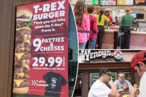 Previously banned Wendy’s burger of Jurassic proportions returns — daring customers to eat 9 patties in 9 minutes
