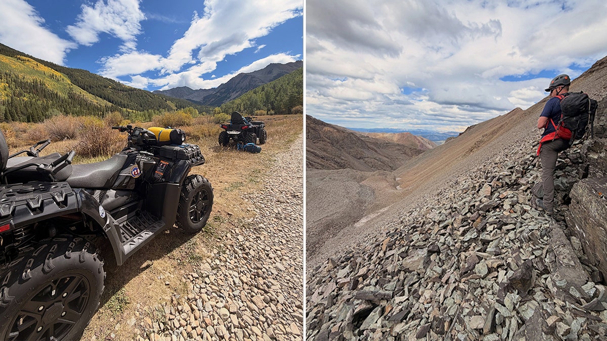 off-highway vehicles parked at mountain range