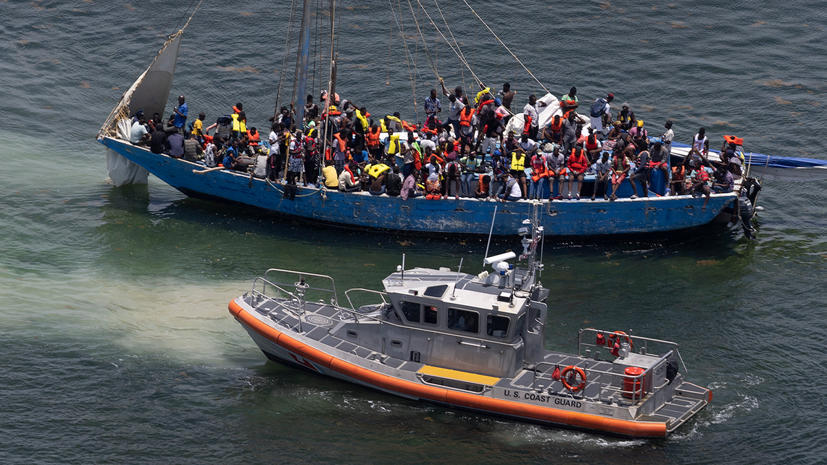 A suspected migrant-smuggling vessel is intercepted during a CBP maritime operation